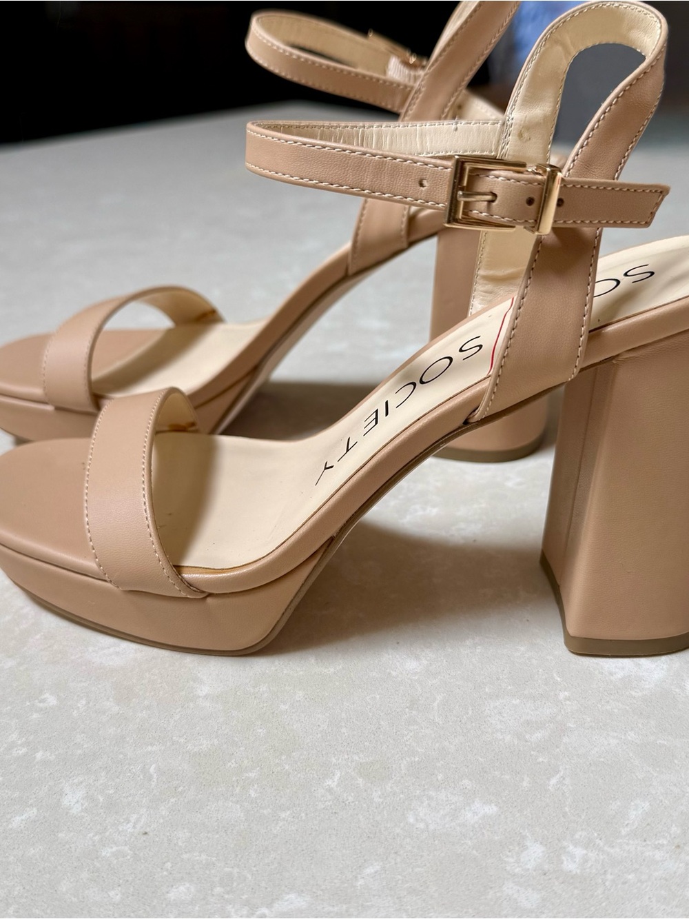 Sole Society Strappy Sandals Size 7.5M Block Heels, SO-SENDINAL, Like New - Picture 4 of 11